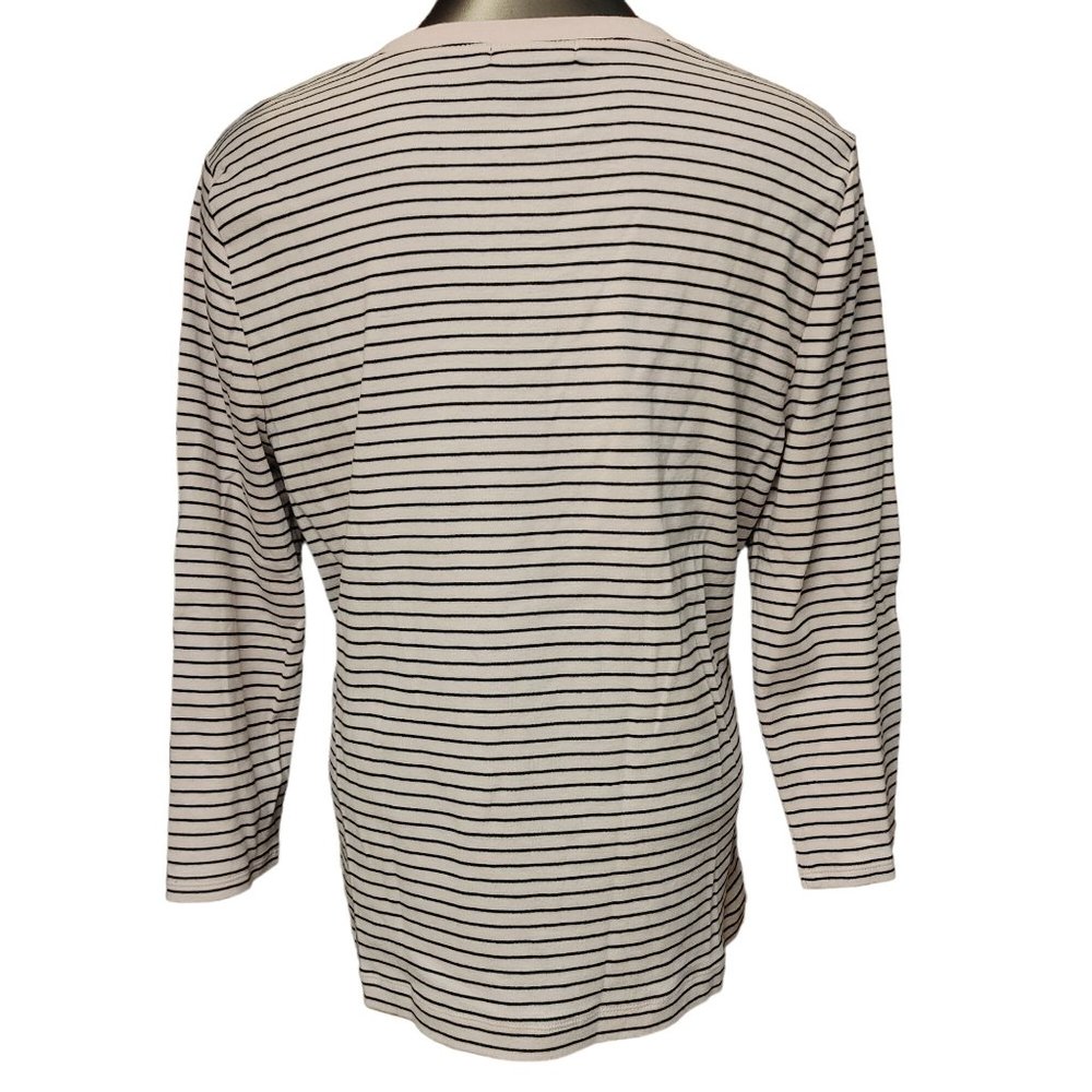 Chaps Women's White/Black Striped Long Sleeve Top XL - Picture 2 of 3